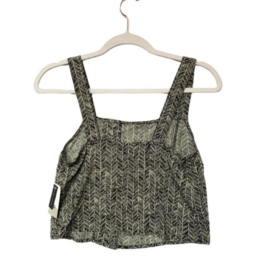 BP. Side Button Tank Size XXS Geometric Print Sleeveless Black White New - Picture 4 of 7